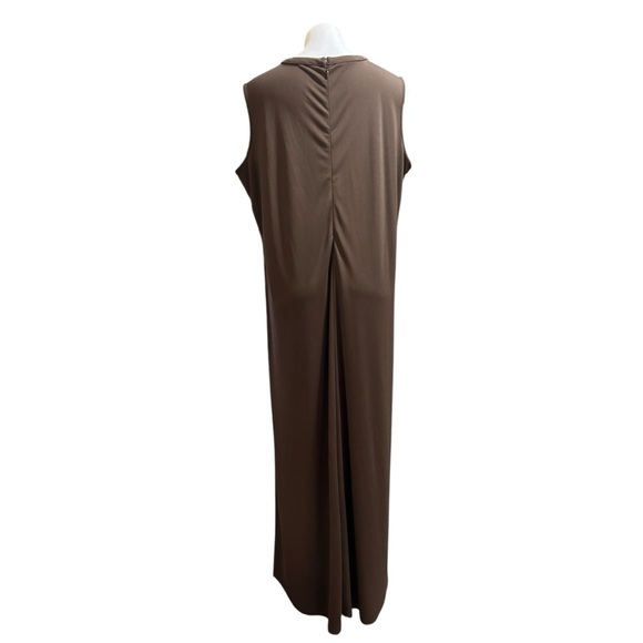 Liz Claiborne Vintage Brown Sleeveless Cut Out Gold Accent Maxi Dress - Picture 8 of 10